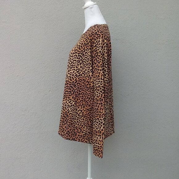 Land's End Top Women's Tee T-shirt XL Black Tan Soft Knit Animal Print - Picture 4 of 5